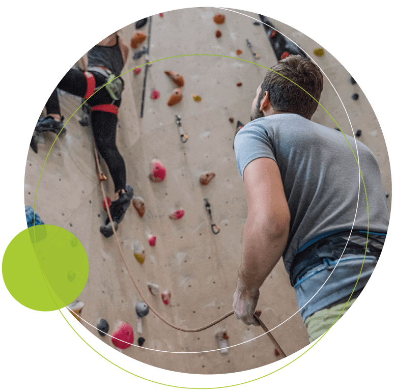 indoor rock climbing)